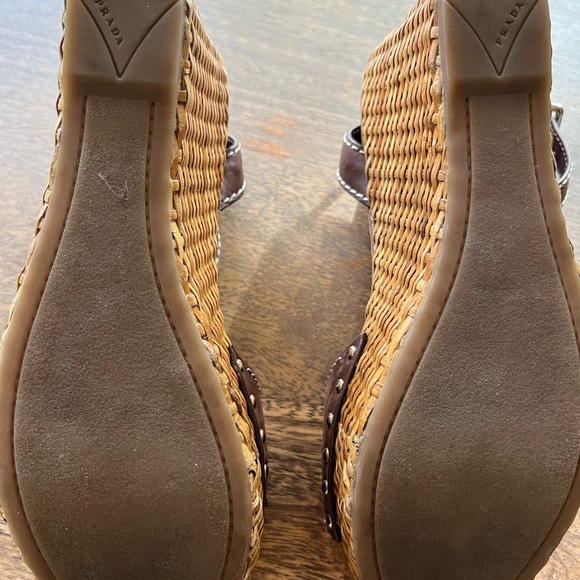 Prada brown leather sabot sandals/espadrilles - Picture 4 of 4